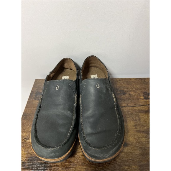 Olukai Mens Moloa Black Toffee Men’s Slip-On Leather Shoes ~ Sz 11.5, 44.5 - Picture 3 of 10